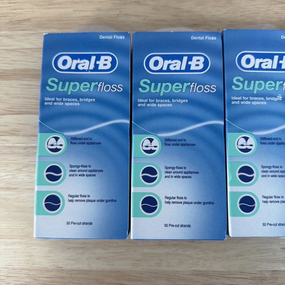 Oral-B Super Floss 50 Pre-Cut Dental Floss Strands Lot Of 5 Packs New Sealed